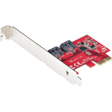 StarTech.com SATA PCIe Kaart, 2 Port PCIe SATA Uitbreidingskaart, 6Gbps, FullLow Profile, PCI Express naar SATA AdapterController, ASM1061 Non-Raid, PCIe naar SATA Converter (2P6G-PCIE-SATA-CARD) - Controller voor opslag