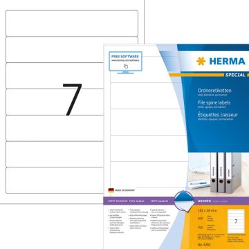 Herma 4283 Ordneretiketten wit 192x38 A4 700 st.