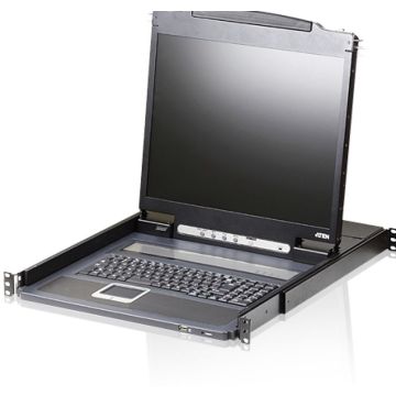 Aten Lightweight Single Rail 19i LCD Console with USB Peripheral Support and External Console (USB - PS/2 VGA)-French Keyboard AZERTY FR