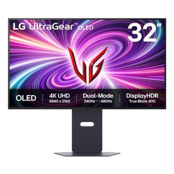 LG UltraGear 32GS95UV-B - OLED‑gamingmonitor – 32″ (31,5″ effectief) – 4K UHD (3840×2160) – 240 Hz / Dual‑Mode 480 Hz – 0,03 ms – HDR True Black‑400 -A-keuze