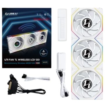 Lian Li UNI FAN TL Wireless ARGB Reverse Blade LCD White 3-IN-1 - Ventilator
