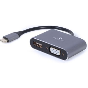 gembird USB Type-C auf HDMI + VGA Adapter, spacegrau