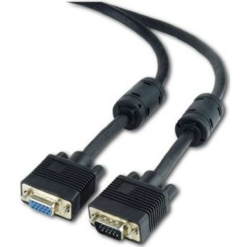 gembird VGA-verleng HD15M/HD15F Kabel, 1,8 m, zwart.