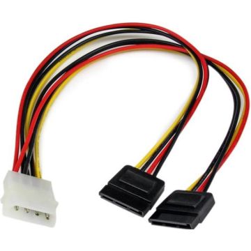 StarTech.com 30 cm LP4 naar 2x SATA Voedingskabel Y-adapter - Netspanningsadapter