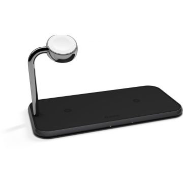 ZENS Dual+Watch Aluminium Draadloze Oplader – Zwart, Binnen, AC, Draadloos opladen, Zwart