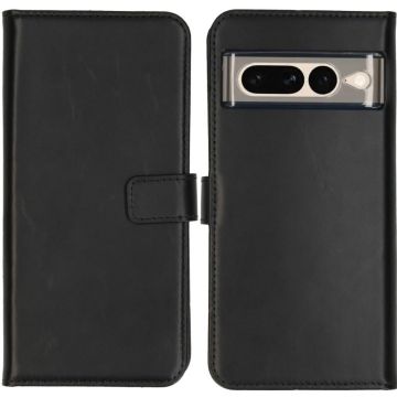 Selencia Echt Lederen Bookcase Google Pixel 7 Pro - Zwart