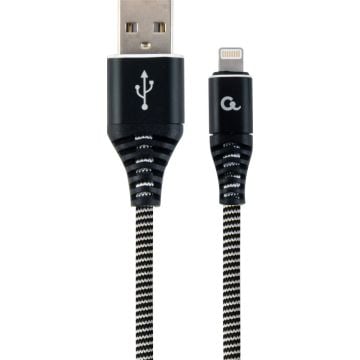 gembird Baumwoll USB-oplaadkabel Type C, 1 m, zwart/weiß