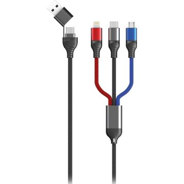2GO USB / Type C Ladekabel All in One schwarz 120cm