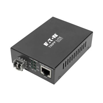Eaton Tripp Lite Series Gigabit Multimode Fiber to Ethernet Media Converter, PoE+ - International Power Cables, 101001000 LC, 850 nm, 550 m (1,804 ft.)