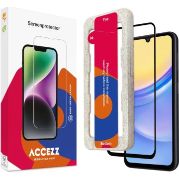 Accezz Gehard Glas Full Cover Screenprotector met applicator Samsung Galaxy A15 (5G/4G)