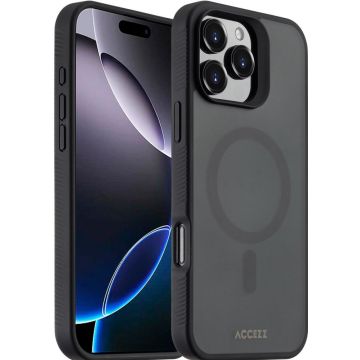 Accezz Rugged Frosted Backcover met MagSafe iPhone 16 Pro Max - Zwart