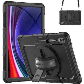 Accezz Rugged Backcover met schouderstrap Samsung Galaxy Tab S10 Ultra / Tab S9 Ultra 14.6 inch - Zwart