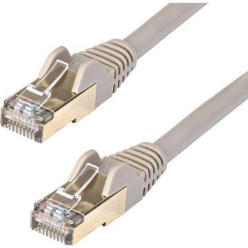 StarTech.com 5m CAT6A Ethernet Cable, 10 Gigabit Shielded Snagless RJ45 100W PoE Patch Cord, CAT 6A 10GbE STP Network Cable wStrain Relief, Grey, Fluke TestedUL Certified WiringTIA - Category 6A