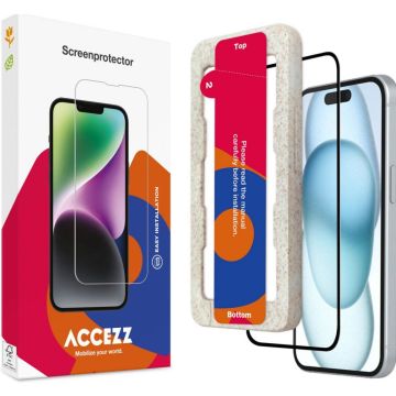 Accezz Gehard Glas Full Cover Screenprotector met applicator iPhone 15 Plus - Transparant