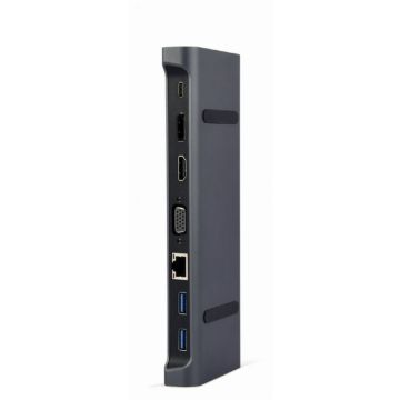 gembird USB Type-C 9-in-1 combi Adapter HUB+HDMI+DP+LAN grijs