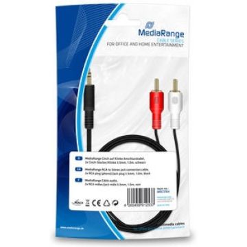 MediaRange Cinch Anschlusskabel 2x Chinch-Stecker 3.5mm 1m