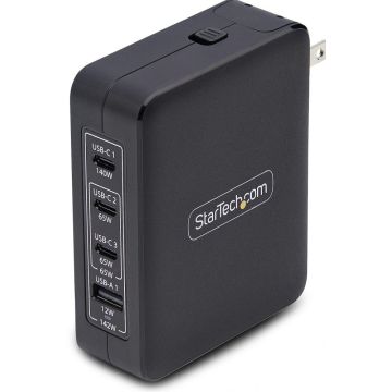 StarTech.com 140W USB-C Wall Charger, USB-CUSB-A, PD GaN Power Adapter - Netspanningsadapter