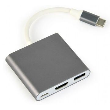 gembird USB-Type-C-Mehrfachadapter Spacegrau