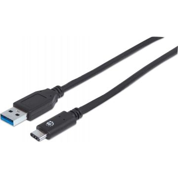 USB 3.1 Gen2 Kabel, C - A, Zwart, 1m