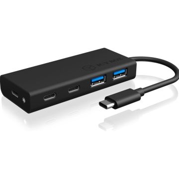Hub 4-Port IcyBox USB 3.0 HUB Typee-C zu 2xTypee C-> 2xTypee A extern retail