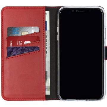 Selencia Echt Lederen Bookcase iPhone Xr - Rood