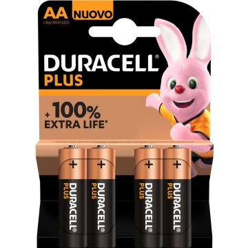 Duracell Plus Alkaline 100% AA 4 pack (LR6)