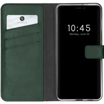 Selencia Echt Lederen Bookcase iPhone 13 Pro Max - Groen