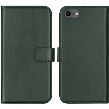 Selencia Echt Lederen Bookcase iPhone SE (2022 / 2020) / 8 / 7 / 6(s) - Groen