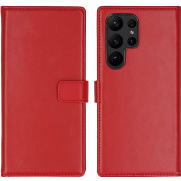 Selencia Echt Lederen Bookcase Samsung Galaxy S23 Ultra - Rood