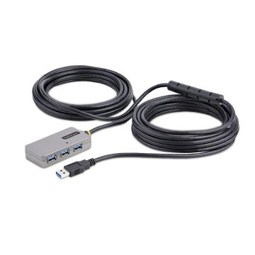 StarTech.com USB Extender Hub, 10m USB 3.0 Extension Cable with 4-Port USB Hub, ActiveBus Powered USB Repeater Cable, Optional 20W Power Supply Included - USB-A Hub w ESD Protection (U01043-USB-EXTENDER)