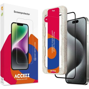 Accezz Gehard Glas Full Cover Screenprotector met applicator iPhone 15 - Transparant