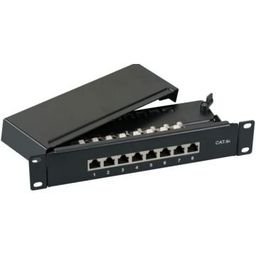 EFB Mini Patchpanel 8xRJ45 Cat.6A,1HE 10"",Wandbef.,grijs