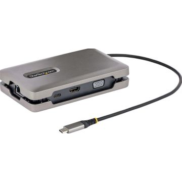 StarTech.com USB-C Multiport Adapter with USB-C DP Alt Mode Video Output  4K HDMI 2.0  VGA, USB-C Dual Monitor Docking Station, 100W PD Pass-Through, USB Type C Mini DockMST Adapter Hub - 2x USB-A 10Gbps, GbE (DKM31C3HVCPD)