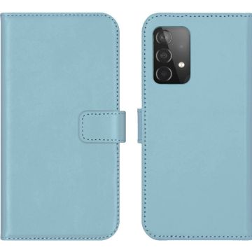 Selencia Echt Lederen Bookcase Samsung Galaxy A52(s) (5G/4G) -Lichtblauw