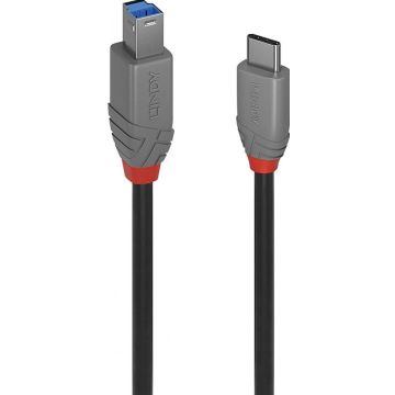 Lindy 1m USB 3.2 Type C an B Kabel, Anthra Line