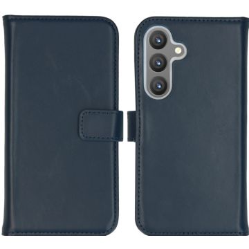 Selencia Echt Lederen Bookcase Samsung Galaxy S24 - Blauw