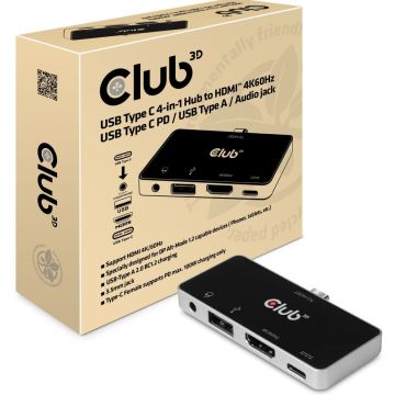 Club 3D USB Type C 4-in-1 Hub - Dockingstation