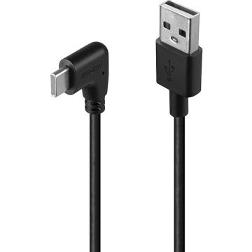 LINDY USB 2.0 Type A an C Kabel, 90° gewinkelt 1m