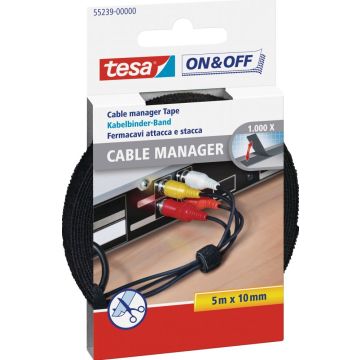 tesa ON&OFF Cable Manager zwart 5m 10mm