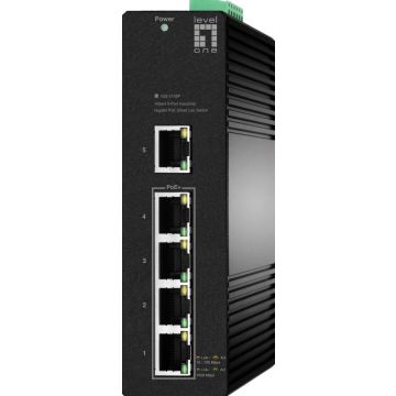 LevelOne Switch 5x GE IGS-2105P 4xPoE Outputs zwart