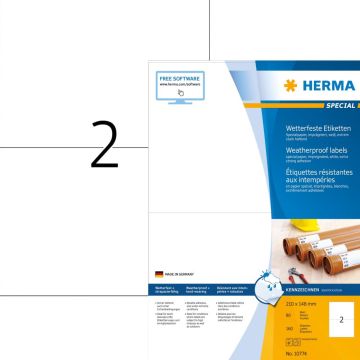 HERMA Etiketten A4 weiß 210x148 mm Papier wetterfest 160 St