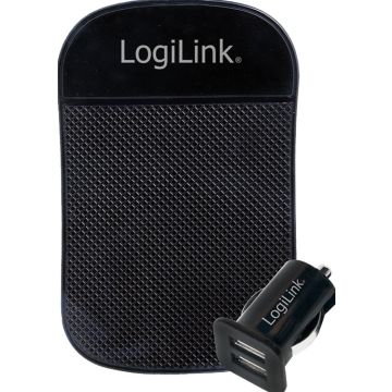 Zub Logilink USB Car Charger Set USB 2-Port Black black, with anti-slip mat