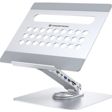 Conceptronic DONN27G - laptopstandaard met 7-in-1 USB 3.2 Gen 1 dockingstation