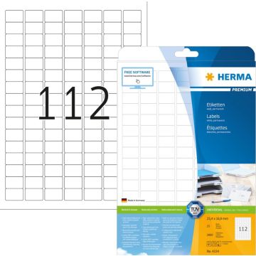 Herma 4334 Etiketten wit 25,4x16,9 Premium A4 2800 st.