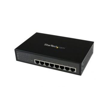 StarTech.com 8-poorts onbeheerde industriële gigabit Power over Ethernet switch - 802.3afat PoE+ switch