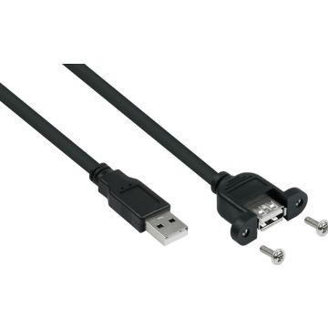 kabelmeister USB2.0 verleng A-St.-Einbaub.A zwart. 1m