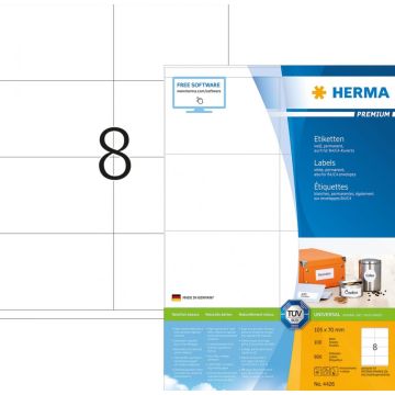 HERMA Etiketten Premium A4 weiß 105x70 mm Papier 800 St.