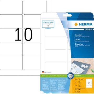 Herma 5028 Etiketten wit 83,8x50,8 Premium A4 250 st.
