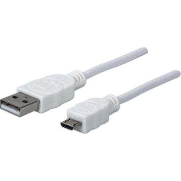 Manhattan USB 2.0 aansluitingkabel 1,8m A-St/Micro-B-St. wit