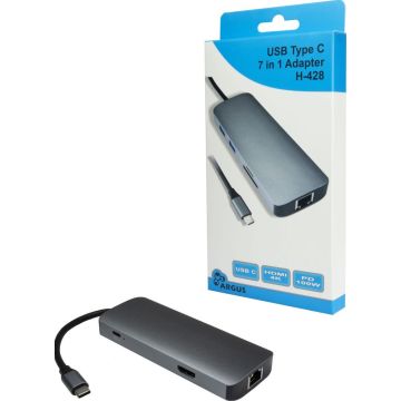 Inter-Tech Adapter Argus H-428 7in1, USB C, HDMI 4K, PD 100W